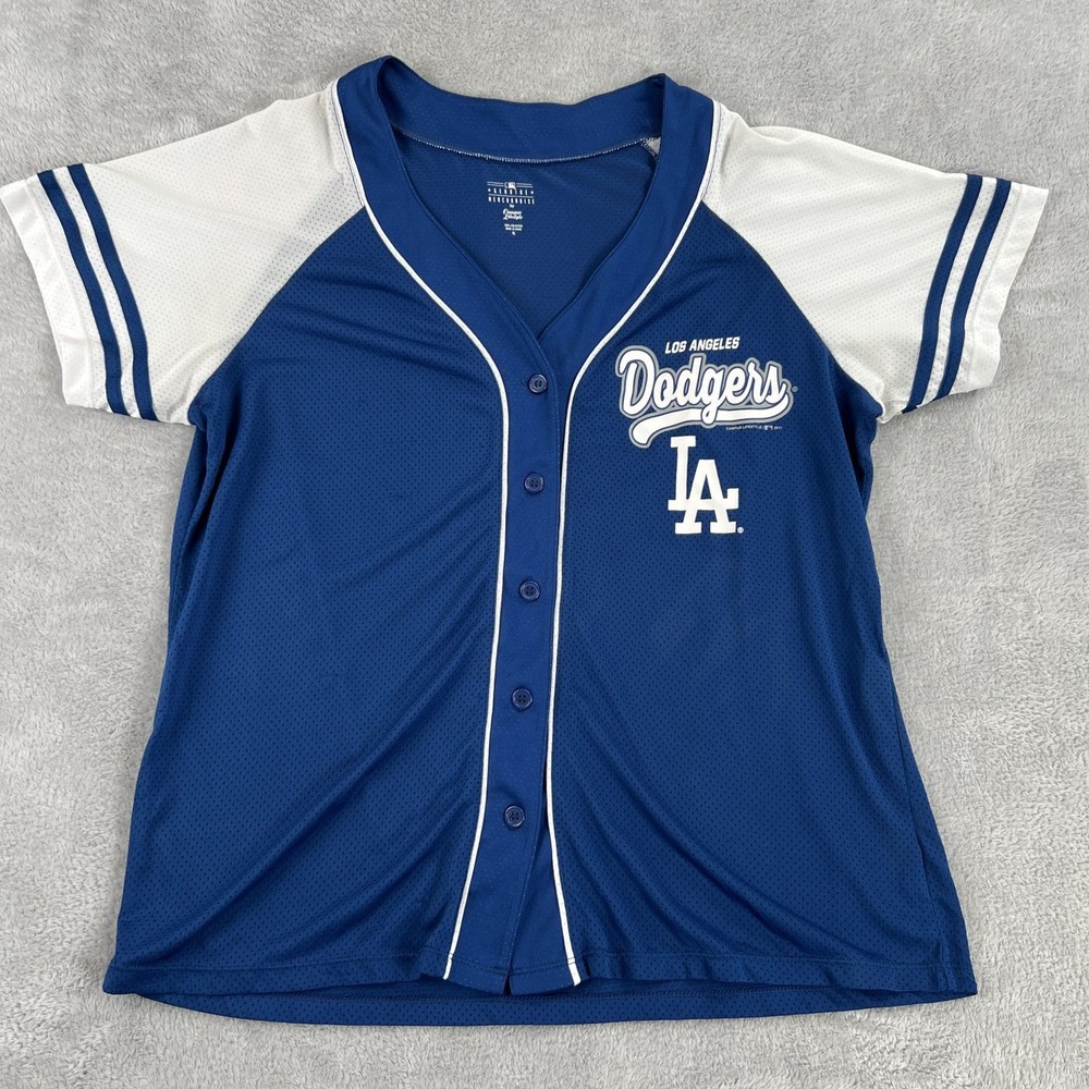 Campus Lifestyle Los Angeles Dodgers Baseball Jersey XL Blue Women MLB Button Up